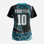 Personalized Port Adelaide Power Rugby Scrub Top Aboriginal Dot Art - Dreamtime Football Mascot