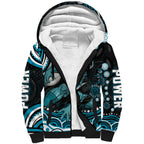 Personalized Port Adelaide Power Rugby Sherpa Hoodie Aboriginal Dot Art - Dreamtime Football Mascot
