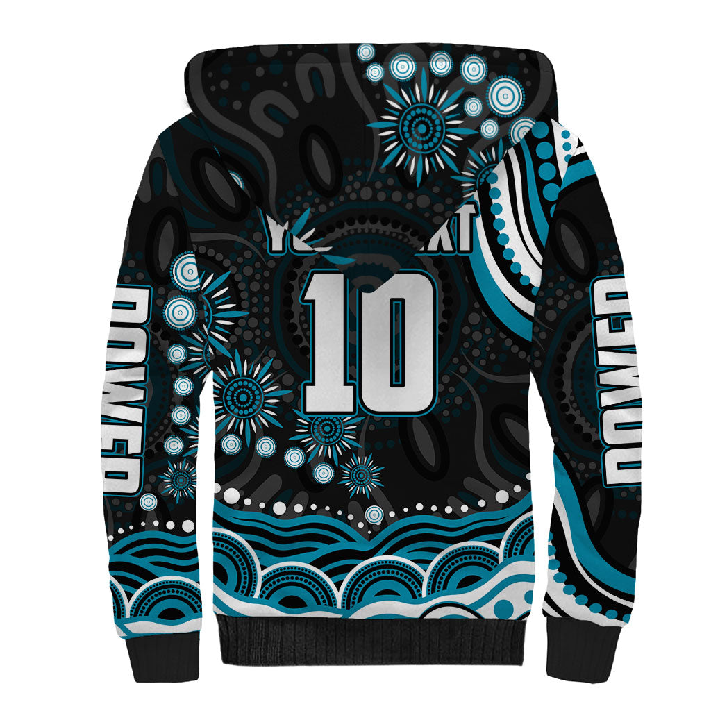 Personalized Port Adelaide Power Rugby Sherpa Hoodie Aboriginal Dot Art - Dreamtime Football Mascot