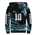 Personalized Port Adelaide Power Rugby Sherpa Hoodie Aboriginal Dot Art - Dreamtime Football Mascot