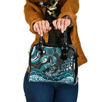 Personalized Port Adelaide Power Rugby Shoulder Handbag Aboriginal Dot Art - Dreamtime Football Mascot