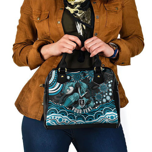 Personalized Port Adelaide Power Rugby Shoulder Handbag Aboriginal Dot Art - Dreamtime Football Mascot