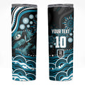 Personalized Port Adelaide Power Rugby Skinny Tumbler Aboriginal Dot Art - Dreamtime Football Mascot