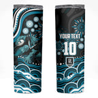 Personalized Port Adelaide Power Rugby Skinny Tumbler Aboriginal Dot Art - Dreamtime Football Mascot