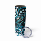 Personalized Port Adelaide Power Rugby Skinny Tumbler Aboriginal Dot Art - Dreamtime Football Mascot