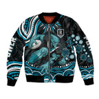 Personalized Port Adelaide Power Rugby Sleeve Zip Bomber Jacket Aboriginal Dot Art - Dreamtime Football Mascot