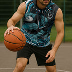 Personalized Port Adelaide Power Rugby Sleeveless Hoodie Aboriginal Dot Art - Dreamtime Football Mascot