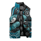 Personalized Port Adelaide Power Rugby Sleeveless Puffer Jacket Aboriginal Dot Art - Dreamtime Football Mascot
