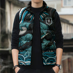 Personalized Port Adelaide Power Rugby Sleeveless Puffer Jacket Aboriginal Dot Art - Dreamtime Football Mascot