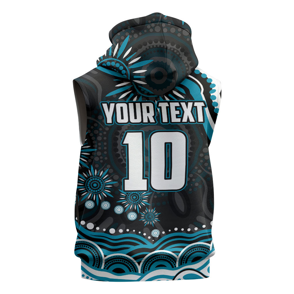 Personalized Port Adelaide Power Rugby Sleeveless Zip Hoodie Aboriginal Dot Art - Dreamtime Football Mascot