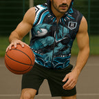 Personalized Port Adelaide Power Rugby Sleeveless Zip Hoodie Aboriginal Dot Art - Dreamtime Football Mascot