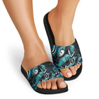 Personalized Port Adelaide Power Rugby Slide Sandals Aboriginal Dot Art - Dreamtime Football Mascot