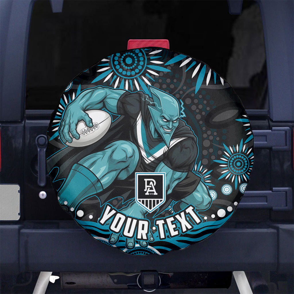 Personalized Port Adelaide Power Rugby Spare Tire Cover Aboriginal Dot Art - Dreamtime Football Mascot