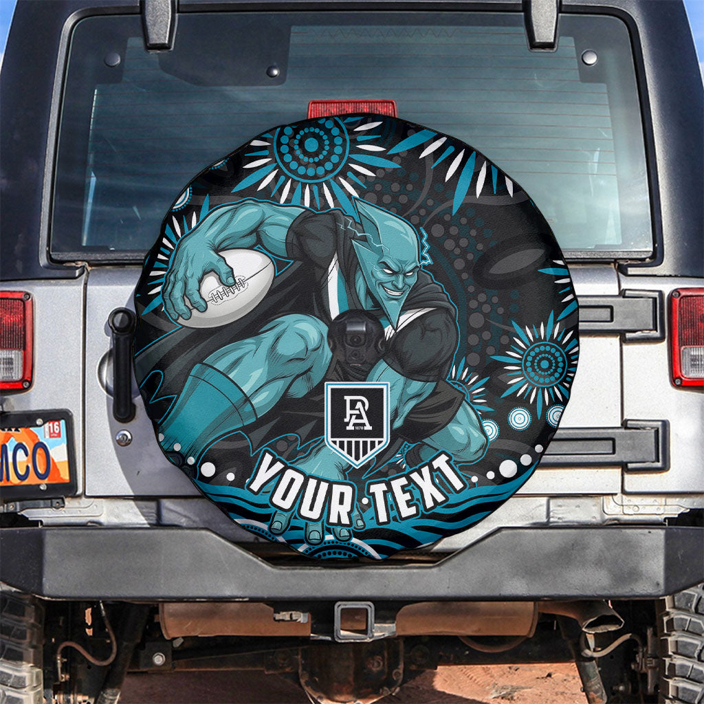 Personalized Port Adelaide Power Rugby Spare Tire Cover Aboriginal Dot Art - Dreamtime Football Mascot
