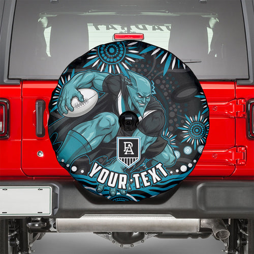 Personalized Port Adelaide Power Rugby Spare Tire Cover Aboriginal Dot Art - Dreamtime Football Mascot