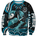 Personalized Port Adelaide Power Rugby Sweatshirt Aboriginal Dot Art - Dreamtime Football Mascot