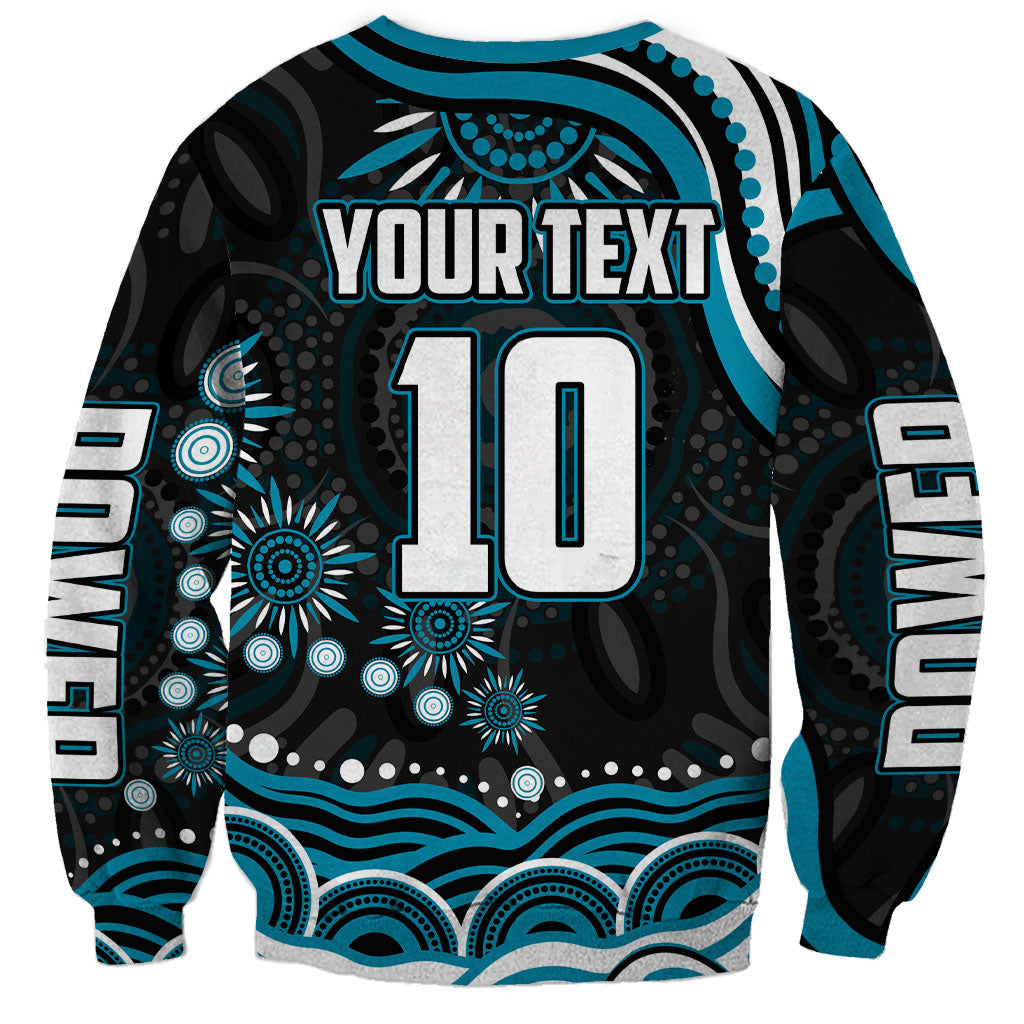Personalized Port Adelaide Power Rugby Sweatshirt Aboriginal Dot Art - Dreamtime Football Mascot