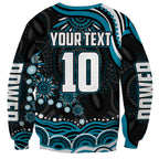 Personalized Port Adelaide Power Rugby Sweatshirt Aboriginal Dot Art - Dreamtime Football Mascot