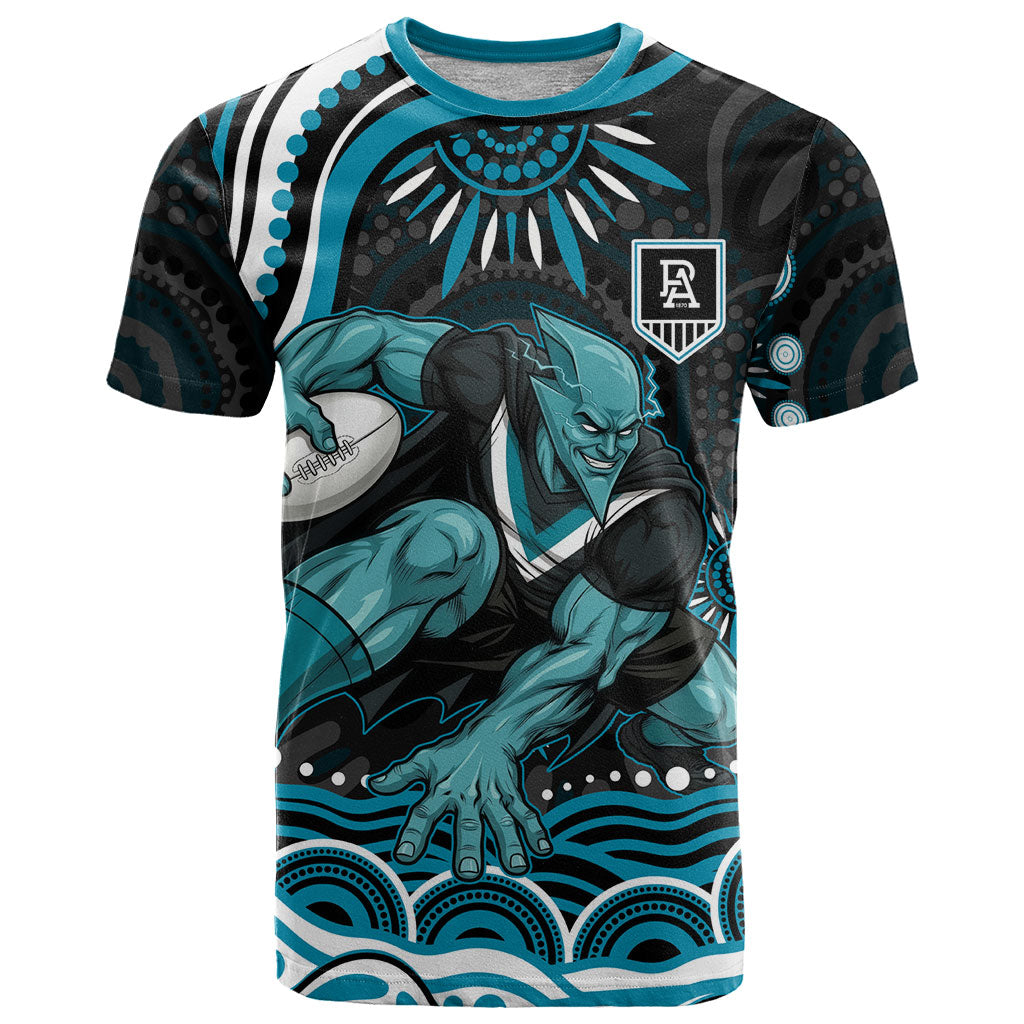 Personalized Port Adelaide Power Rugby T Shirt Aboriginal Dot Art - Dreamtime Football Mascot
