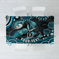 Personalized Port Adelaide Power Rugby Tablecloth Aboriginal Dot Art - Dreamtime Football Mascot