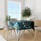 Personalized Port Adelaide Power Rugby Tablecloth Aboriginal Dot Art - Dreamtime Football Mascot