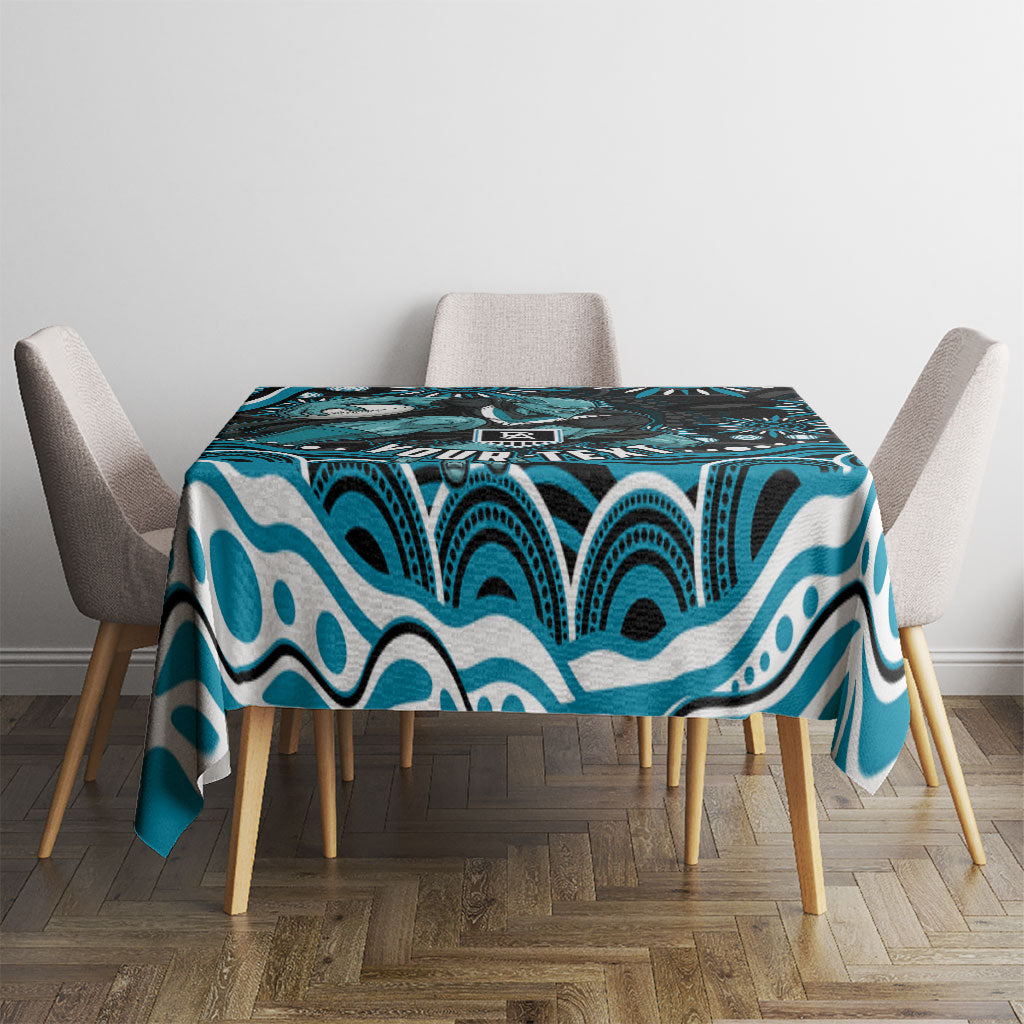 Personalized Port Adelaide Power Rugby Tablecloth Aboriginal Dot Art - Dreamtime Football Mascot