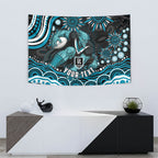 Personalized Port Adelaide Power Rugby Tapestry Aboriginal Dot Art - Dreamtime Football Mascot