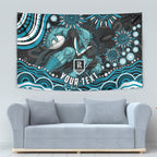 Personalized Port Adelaide Power Rugby Tapestry Aboriginal Dot Art - Dreamtime Football Mascot