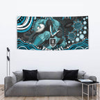Personalized Port Adelaide Power Rugby Tapestry Aboriginal Dot Art - Dreamtime Football Mascot
