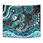 Personalized Port Adelaide Power Rugby Tapestry Aboriginal Dot Art - Dreamtime Football Mascot