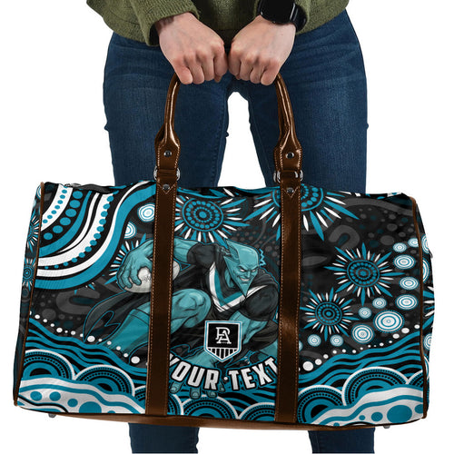 Personalized Port Adelaide Power Rugby Travel Bag Aboriginal Dot Art - Dreamtime Football Mascot