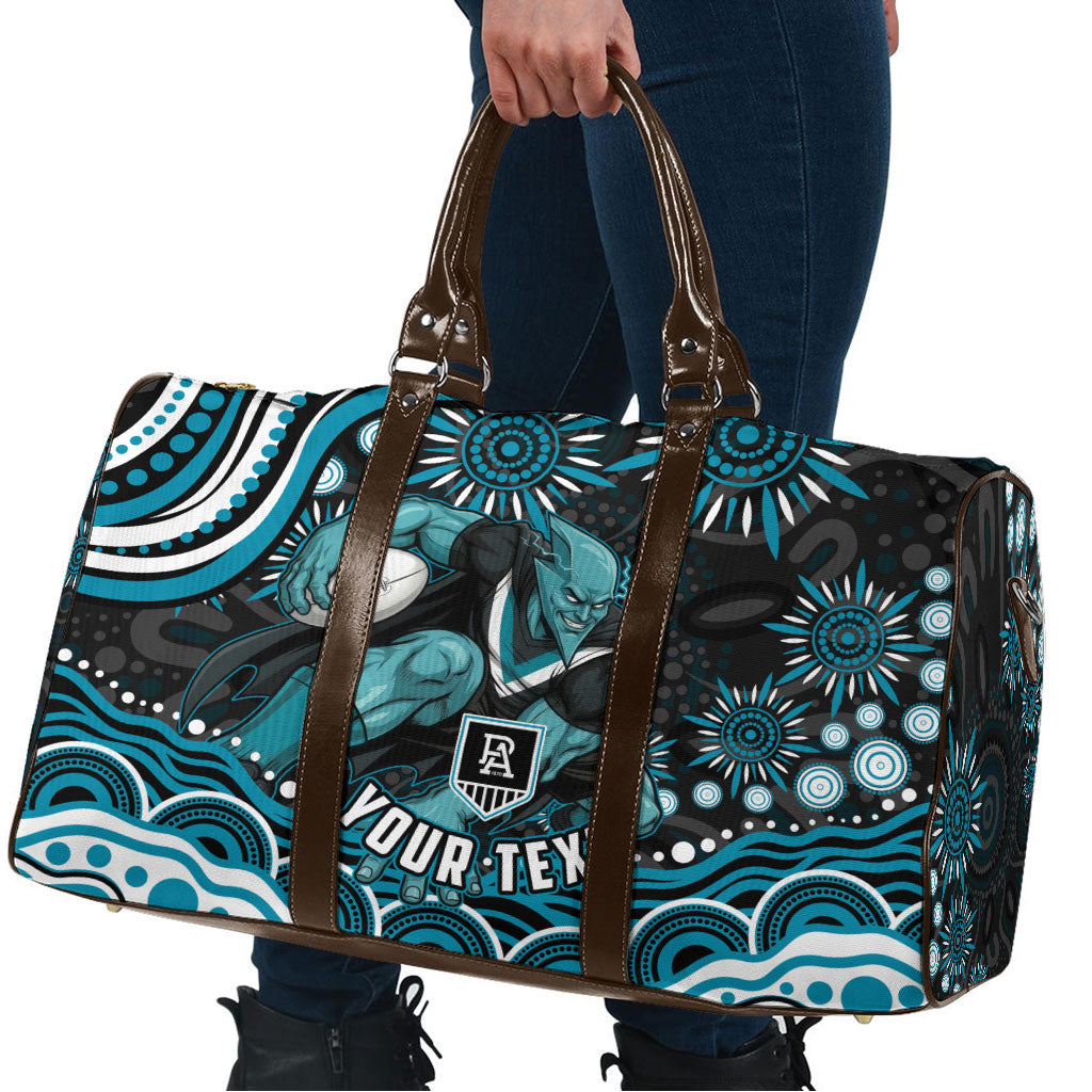 Personalized Port Adelaide Power Rugby Travel Bag Aboriginal Dot Art - Dreamtime Football Mascot