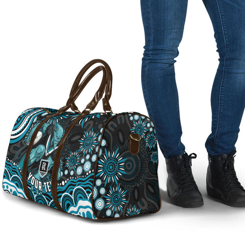Personalized Port Adelaide Power Rugby Travel Bag Aboriginal Dot Art - Dreamtime Football Mascot