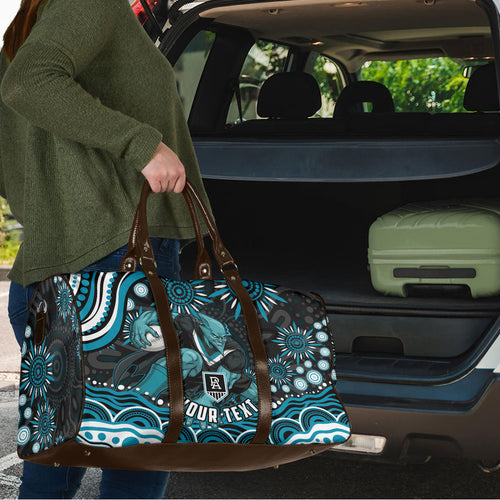 Personalized Port Adelaide Power Rugby Travel Bag Aboriginal Dot Art - Dreamtime Football Mascot