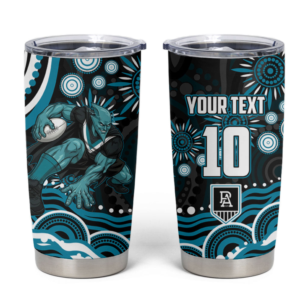 Personalized Port Adelaide Power Rugby Tumbler Cup Aboriginal Dot Art - Dreamtime Football Mascot