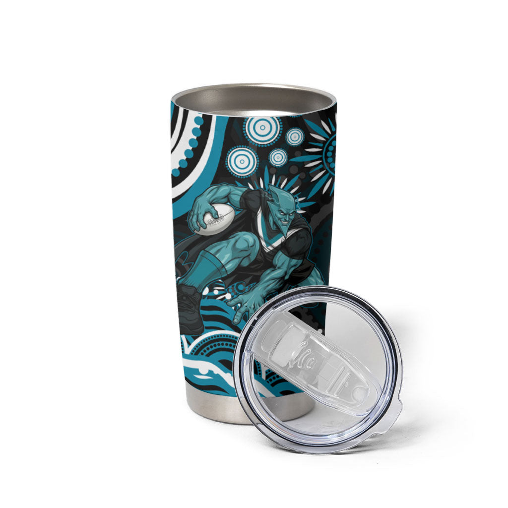 Personalized Port Adelaide Power Rugby Tumbler Cup Aboriginal Dot Art - Dreamtime Football Mascot
