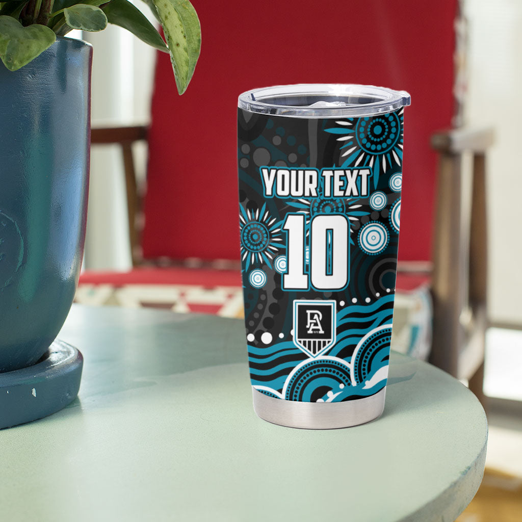 Personalized Port Adelaide Power Rugby Tumbler Cup Aboriginal Dot Art - Dreamtime Football Mascot