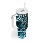 Personalized Port Adelaide Power Rugby Tumbler With Handle Aboriginal Dot Art - Dreamtime Football Mascot