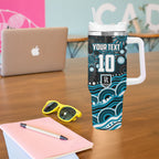 Personalized Port Adelaide Power Rugby Tumbler With Handle Aboriginal Dot Art - Dreamtime Football Mascot
