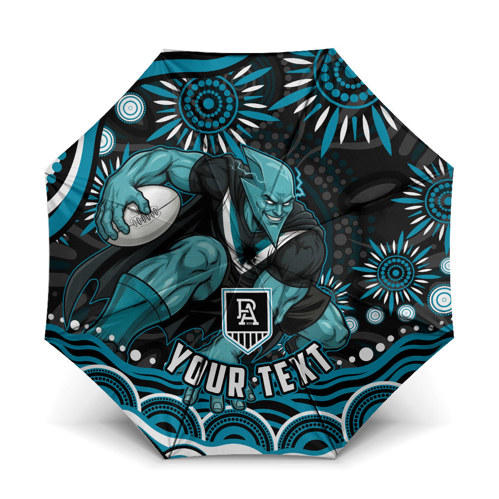 Personalized Port Adelaide Power Rugby Umbrella Aboriginal Dot Art - Dreamtime Football Mascot