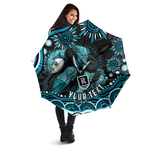 Personalized Port Adelaide Power Rugby Umbrella Aboriginal Dot Art - Dreamtime Football Mascot