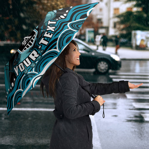 Personalized Port Adelaide Power Rugby Umbrella Aboriginal Dot Art - Dreamtime Football Mascot