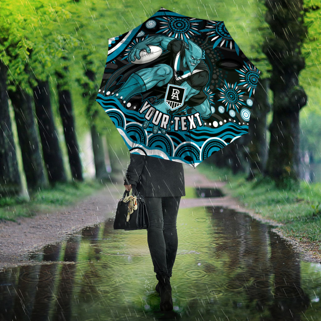 Personalized Port Adelaide Power Rugby Umbrella Aboriginal Dot Art - Dreamtime Football Mascot