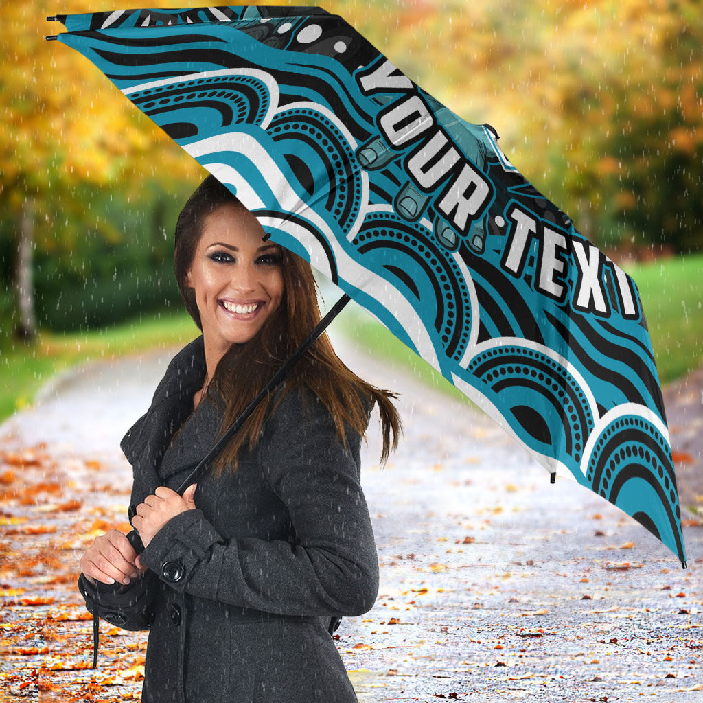 Personalized Port Adelaide Power Rugby Umbrella Aboriginal Dot Art - Dreamtime Football Mascot