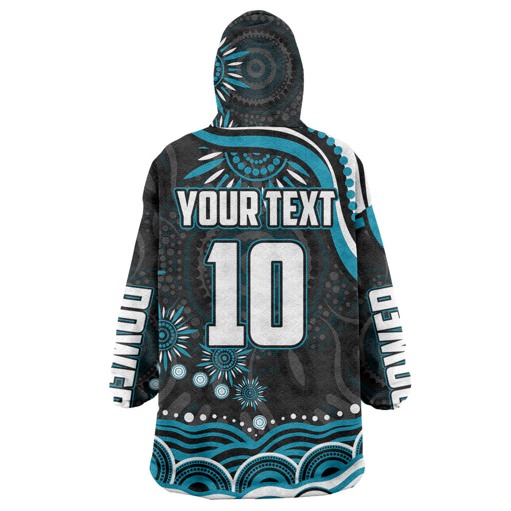 Personalized Port Adelaide Power Rugby Wearable Blanket Hoodie Aboriginal Dot Art - Dreamtime Football Mascot