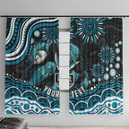 Personalized Port Adelaide Power Rugby Window Curtain Aboriginal Dot Art - Dreamtime Football Mascot