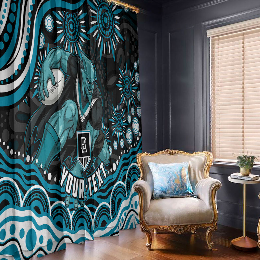 Personalized Port Adelaide Power Rugby Window Curtain Aboriginal Dot Art - Dreamtime Football Mascot