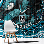 Personalized Port Adelaide Power Rugby Window Curtain Aboriginal Dot Art - Dreamtime Football Mascot
