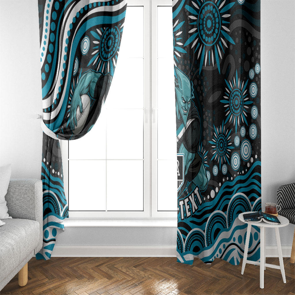 Personalized Port Adelaide Power Rugby Window Curtain Aboriginal Dot Art - Dreamtime Football Mascot