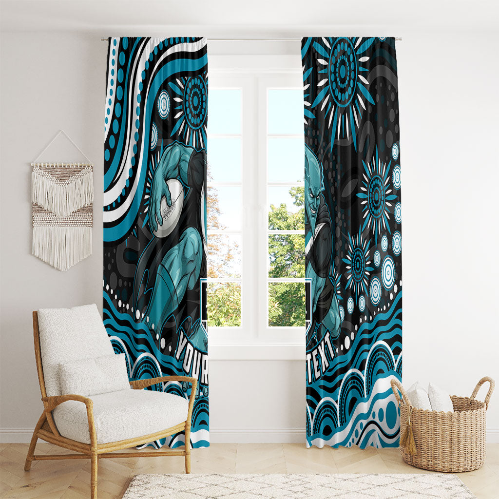 Personalized Port Adelaide Power Rugby Window Curtain Aboriginal Dot Art - Dreamtime Football Mascot